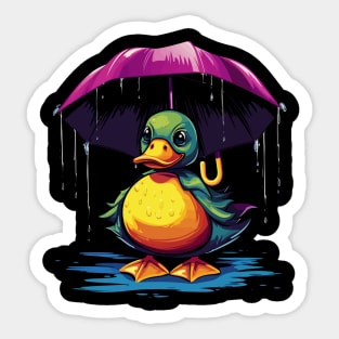 Duck Rainy Day With Umbrella Sticker